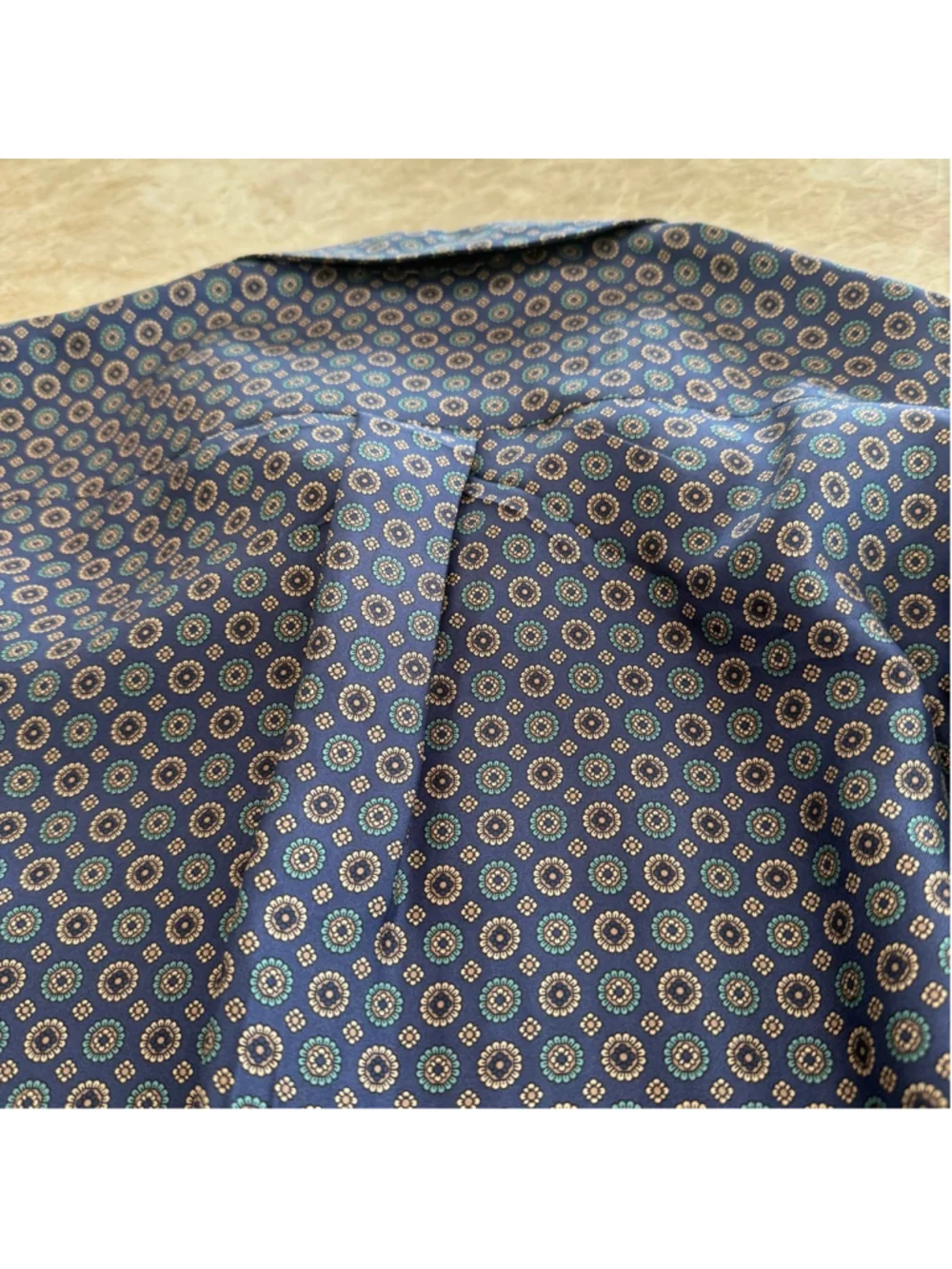 Lafayette 148 silk Button Down Shirt M Blue Brown Dot Print, oversized cuffed - Picture 11 of 11